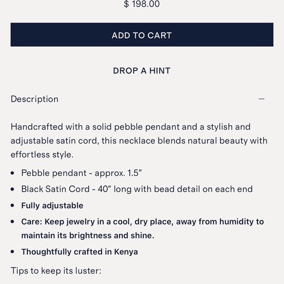 Parker Thatch Solid Pebble Pendant with Black Satin Cord - Picture 4 of 5